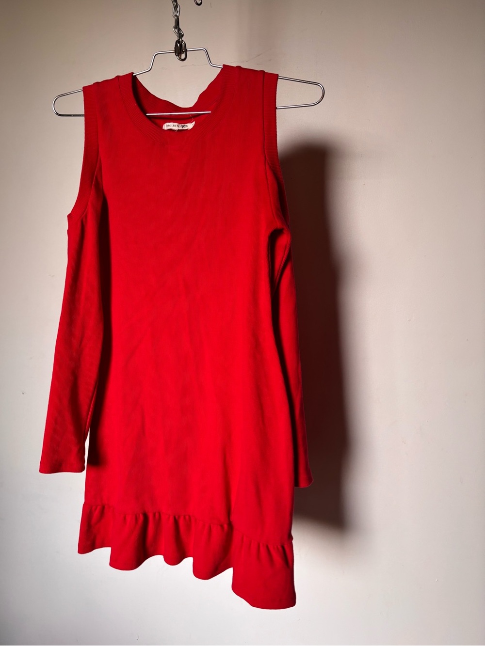 Avec Les Filles Red Tee Mini Dress Cold-Shoulder Size Small